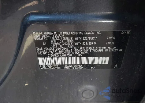 2018 Toyota Rav4 Xle from USA, damaged, VIN 2T3WFREV4JW467307